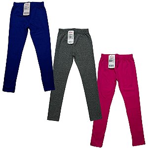 Kit 3 Calças Legging Infantil Menina 2 ao 16 em Cotton BRANDILI