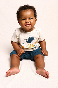 Conjunto Bebê Menino Baleia: Body e Bermuda