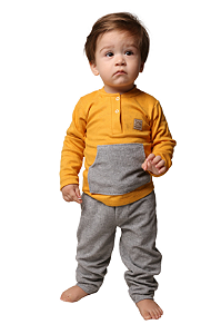 Conjunto Infantil Menino Camiseta Manga Longa + Calça Cotelê