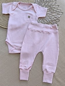 Conjunto Bebê Body Manga Curta e Calça Mijão Linha Clean