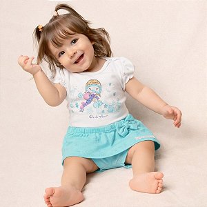 Conjunto Bebê Menina Mergulhadora: Body e Shorts Saia