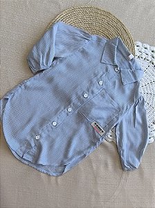 Camisete Menina Listrada Azul Jeans e Prata