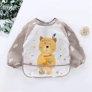 Babador Avental Manga Longa Impermeável em Microfibra - Cata Migalhas