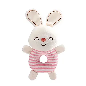 Chocalho/mordedor pelúcia multicolorido para bebê animais