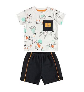 Conjunto Bebê Menino Dálmata: Camiseta e Bermuda