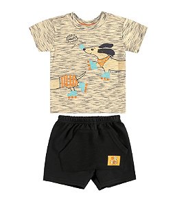 Conjunto Menino Dog Woof Woof: Camiseta e Bermuda