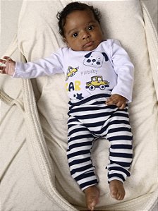Conjunto Bebê Menino: Body Manga Longa e Calça Suedine