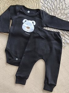 Conjunto Bebê Menino: Body Manga Longa e Calça Suedine