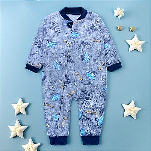 Macacão Bebê Fleece Pelúcia Estampado que Brilha no Escuro