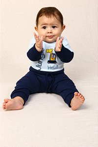 Conjunto Bebê Menino: Body Manga Longa e Calça Mijão