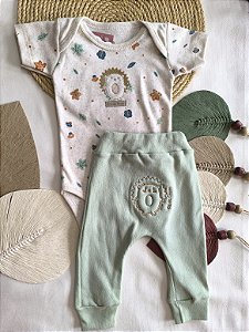 Conjunto Bebê Ouriço: Body Manga Curta e Calça Mijão