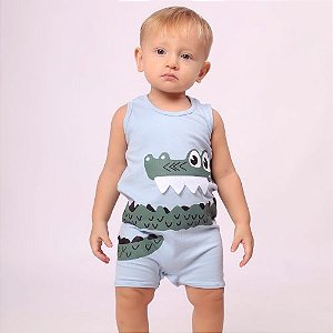 Macacão Bebê Menino Tom: Estampa de Jacaré