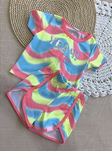 Conjunto Infantil: Blusa e Shorts Maquinetado Energy