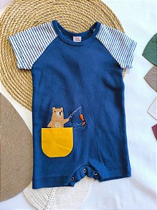 Macacão Bebê Menino Mayke: Urso Pescador