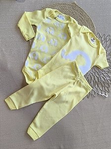 Conjunto 3 Peças Bebê Menina: 2 Bodys e Calça
