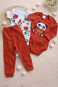 Conjunto 3 Peças Bebê Menina: 2 Bodys e Calça