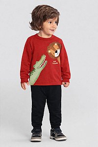 Conjunto Infantil Menino Moletom Leão em Puff