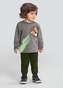 Conjunto Infantil Menino Moletom Leão em Puff