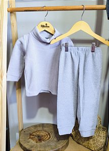 Conjunto Infantil Blusão Gola Alta e Calça Bouclê Glacê