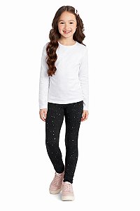 Calça Legging Infantil Menina em Molecotton com Glitter