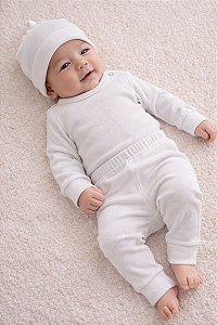 Conjunto Bebê: Body Botão e Calça Ribana