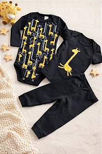 Conjunto 3 Peças Bebê Menino: 2 Bodys e Calça