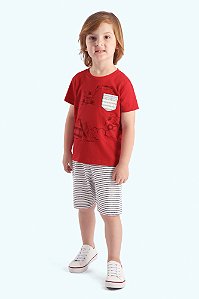 Conjunto Bebê Menino: Camiseta e Bermuda Listrada
