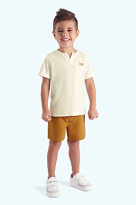 Conjunto Bebê Camiseta Peitilho e Bermuda Sarja