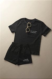 Conjunto Oversized "Meu Caminho É Abençoado" em Malha Penteada