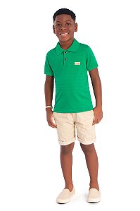 Conjunto Menino: Camisa Polo e Bermuda em Sarja