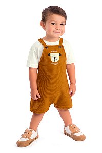 Conjunto Menino Cachorro: Camiseta e Jardineira Happy Friend