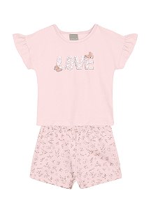 Conjunto Infantil Borboleta: Blusa e Shorts Clochard