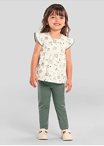Conjunto Infantil Menina: Blusa Flor e Calça