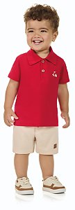 Conjunto Menino: Camisa Polo e Bermuda de Moletom