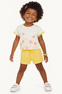 Conjunto Menina Floral: Blusa Boxy e Shorts