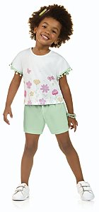 Conjunto Menina Floral: Blusa Boxy e Shorts