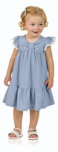 Vestido Menina Corações com Renda Guipir