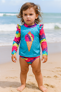 Conjunto Menina em Malha UV: Blusa e Calcinha