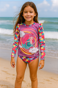 Conjunto Menina em Malha UV: Blusa e Calcinha