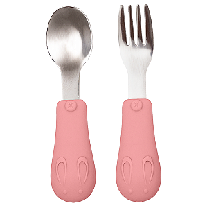 Kit de Talheres Infantis em Silicone e Aço Inoxidável Buba