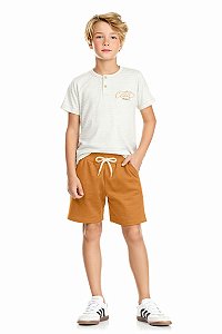 Conjunto Infantil Menino: Camiseta Piquet e Bermuda Moletinho