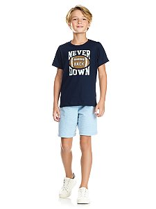 CONJUNTO INFANTIL MENINO: CAMISETA MEIA MALHA E BERMUDA MOLETINHO
