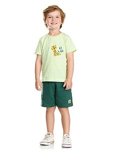 CONJUNTO INFANTIL MENINO: CAMISETA MEIA MALHA E BERMUDA MOLETINHO