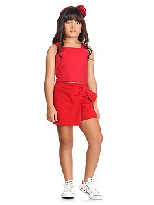 Conjunto Infantil Menina: Regata e Shorts Saia