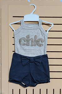 Conjunto Bebê Menina Linha Econômica: Body e Bermuda Tapa Fralda