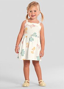 VESTIDO INFANTIL MENINA REGATA EM MEIA MALHA - ESTAMPA PASSARINHOS