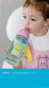 Garrafinha Animal Fun Buba com Canudo de Silicone - 350 ml (Livre de BPA)
