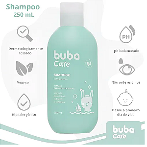 Shampoo Infantil Buba Care (250ml) - Camomila, Vegano e Sem Lágrimas