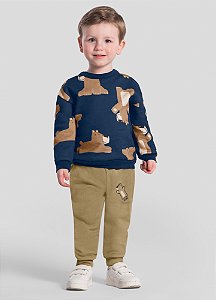 Conjunto Infantil Menino Ursinho em Moletom Peluciado Brandili