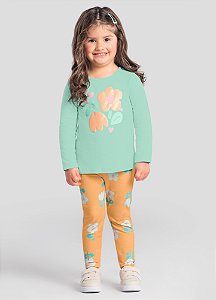 Conjunto Infantil Menina Flores com Glitter Brandili